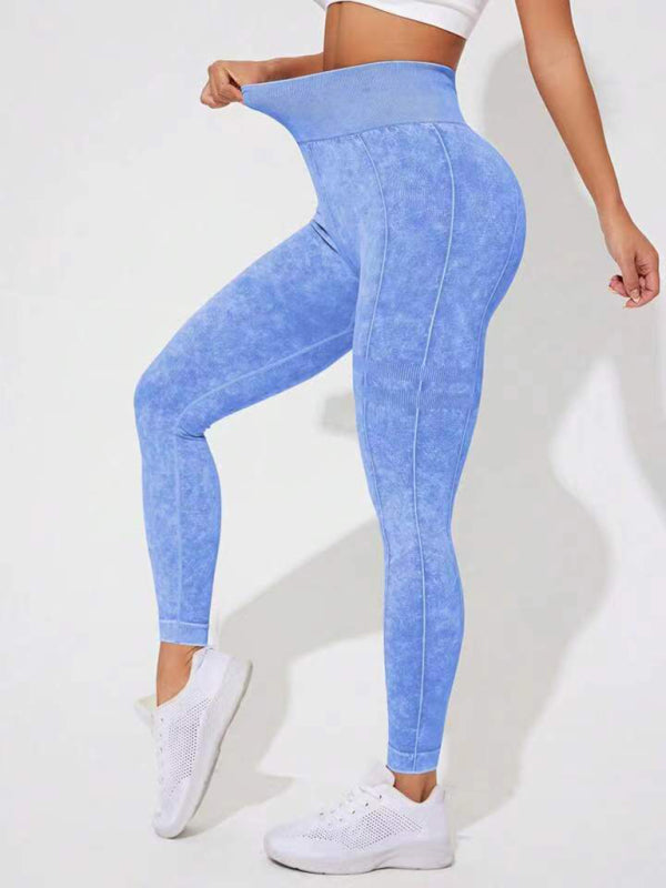 Modern washed frosted peach hip trousers tights sports trousers leggings Blue