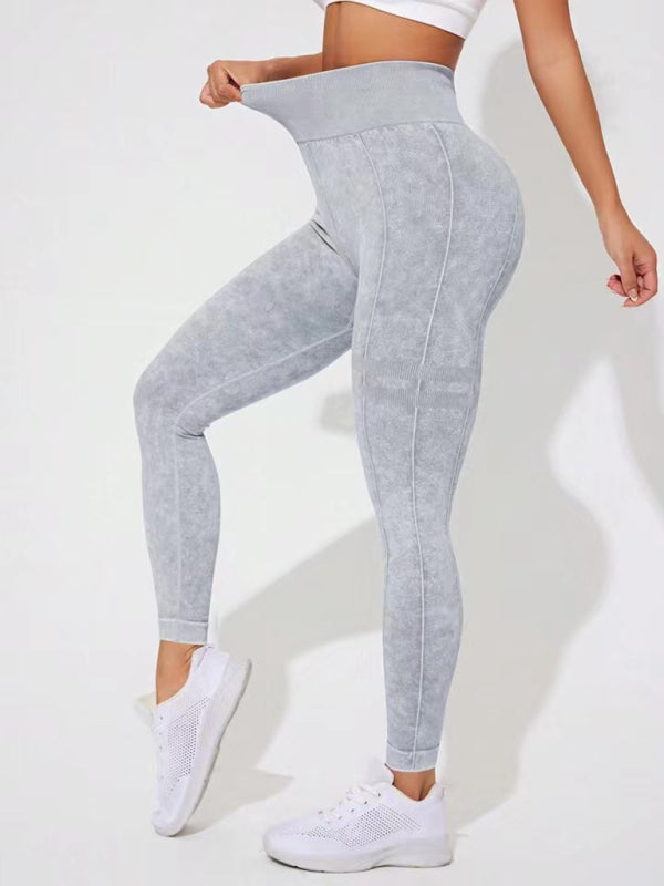 Modern washed frosted peach hip trousers tights sports trousers leggings Grey
