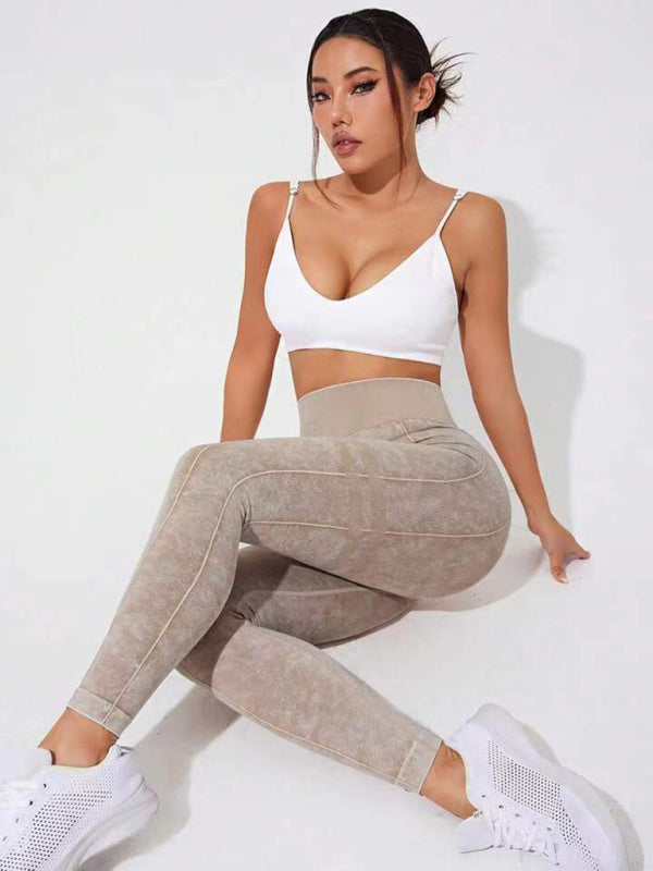 Modern washed frosted peach hip trousers tights sports trousers leggings