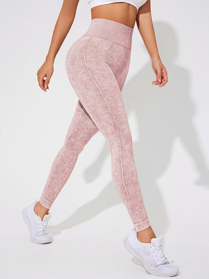 Modern washed frosted peach hip trousers tights sports trousers leggings