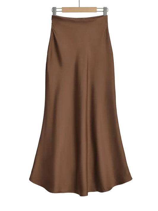 High waist maxi skirt Brown