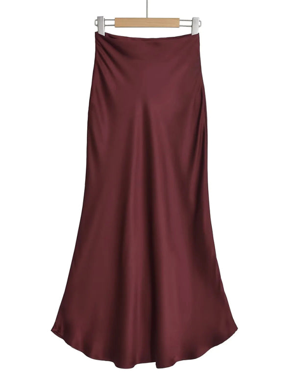 High waist maxi skirt Wine Red