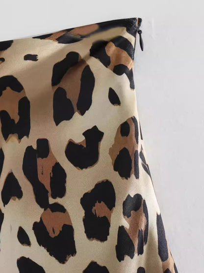 Leopard print two-tone hip skirt