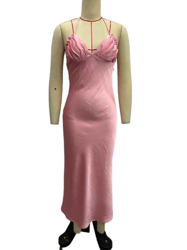 Elegant pink satin midi skirt Pink