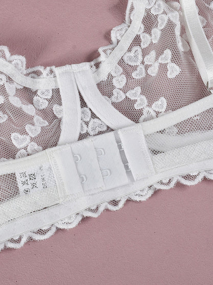 Embroidered lace-up waist-slimming multi-layered mesh skirt underwear set