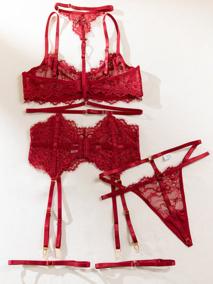 Women's Eyelash Lace Fishbone Garter Sexy Body Shaping Lingerie