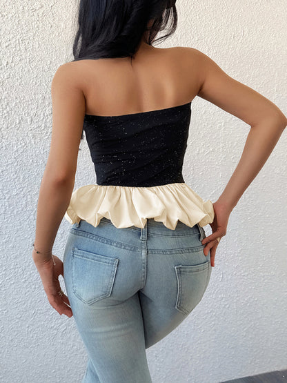 Contrast color bud tube top