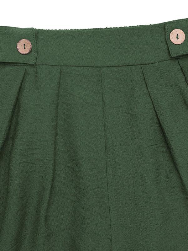 High Waist Wide Leg Casual Shorts with Pockets