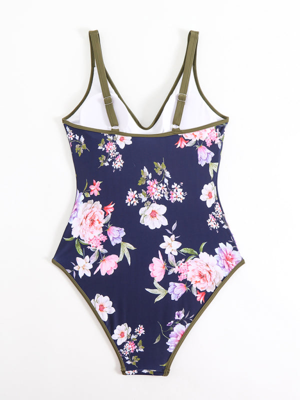 Floral Print Sexy Sports One-Piece Swimsuit Bikini