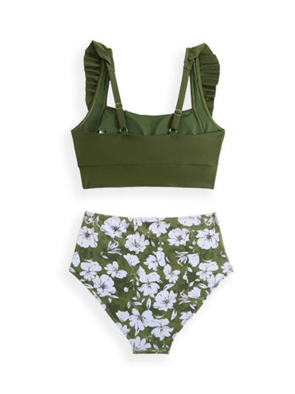 Modern swimsuit ruffled three-piece bikini