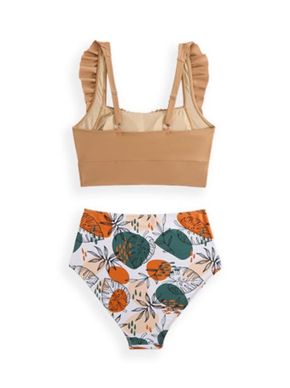 Modern swimsuit ruffled three-piece bikini