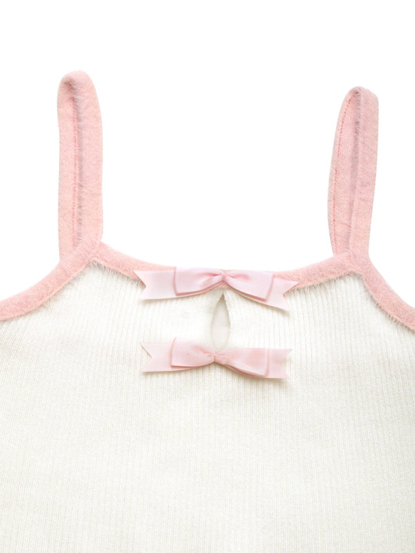 Bowknot suspenders with large square collar small vest