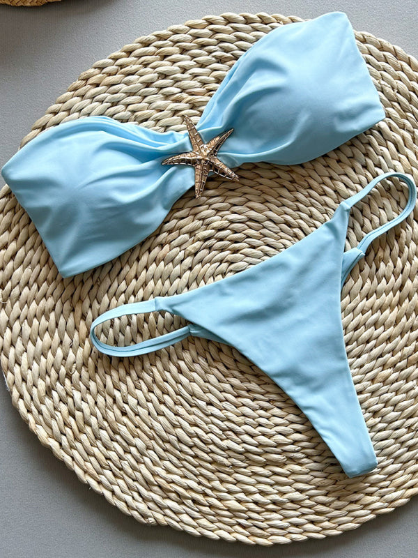 Starfish solid color bandeau bikini