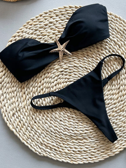 Starfish solid color bandeau bikini