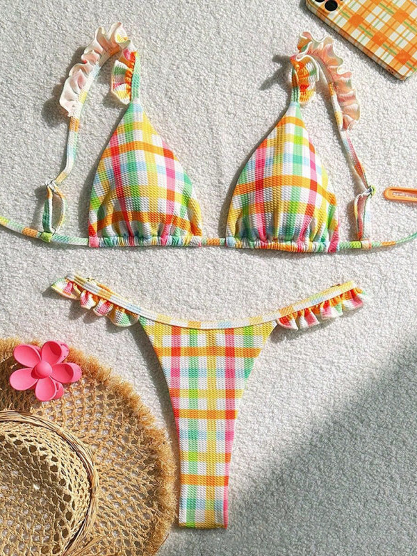 Check lace bikini Pattern