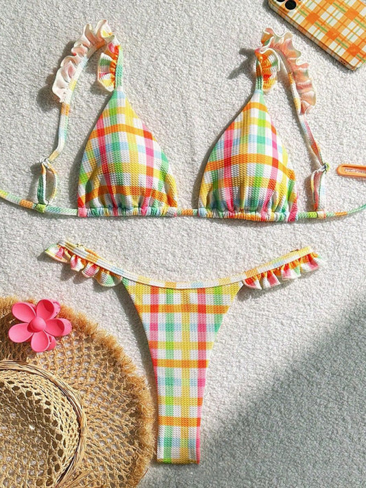Check lace bikini Pattern