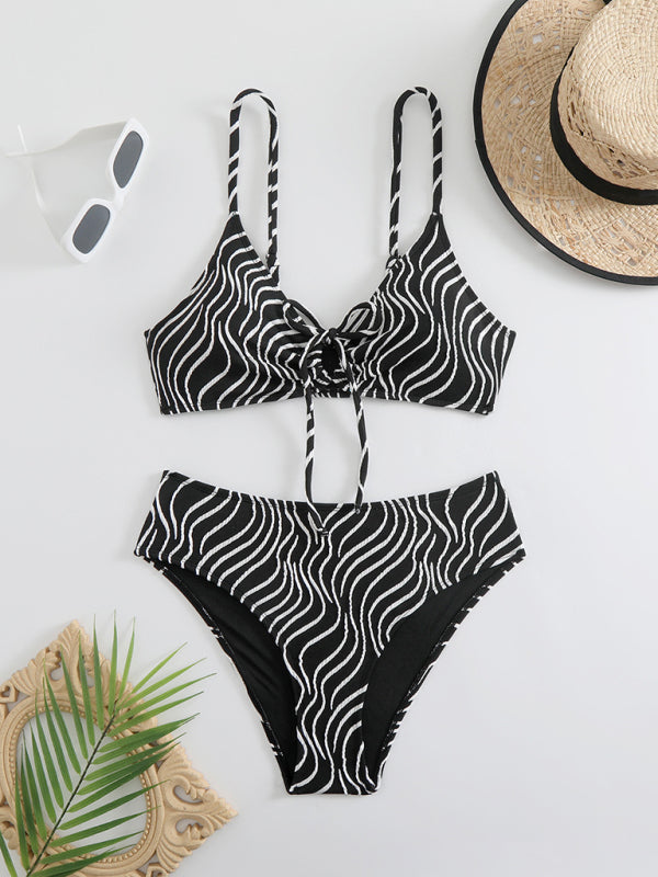 Stripe print bikini
