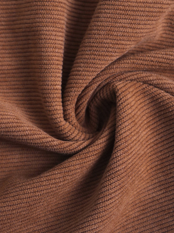 Lapel stitching lace long-sleeved shirt corduroy dress