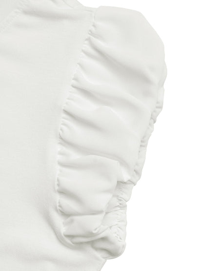 Casual Bowknot Round Neck Pullover Beaded Puff Sleeve T-shirt