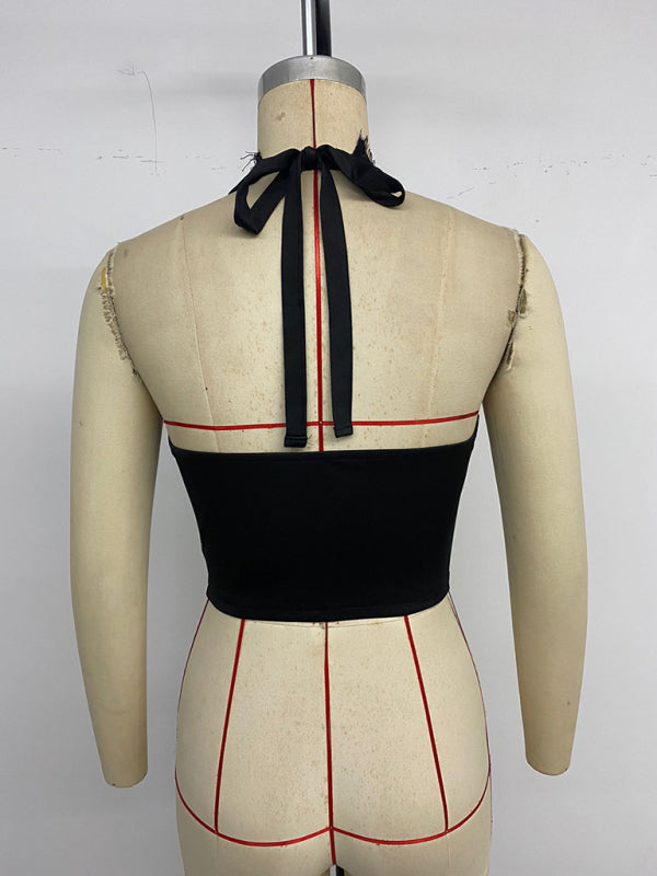 Hot Girl Party Sexy Slim Lace Holiday Halter Vest