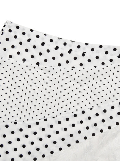 Polka Dot Lace Irregular Skirt - Stylish & Elegant