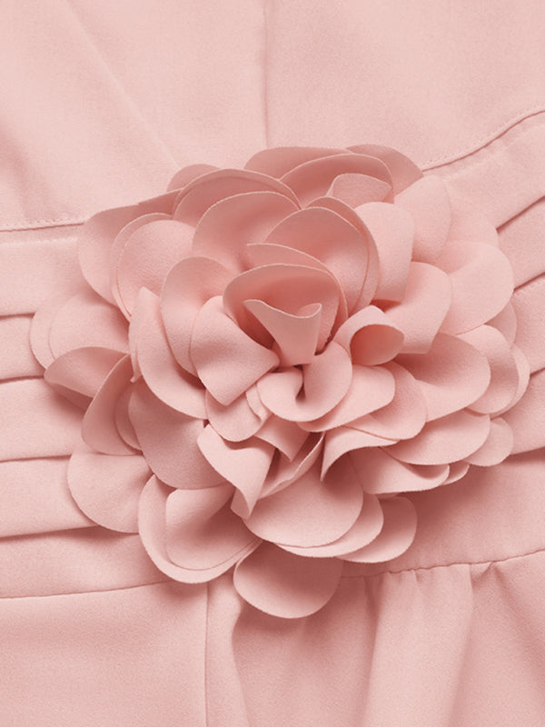 Waist V-neck 3D floral shirt