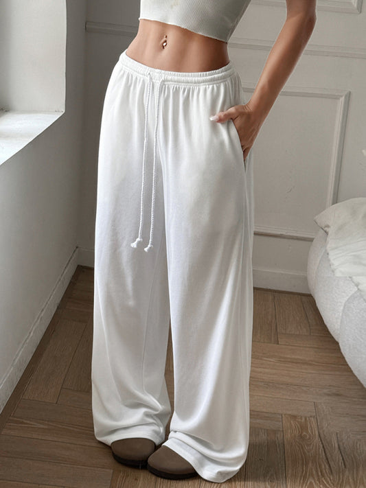 Casual strappy wide-leg pants White