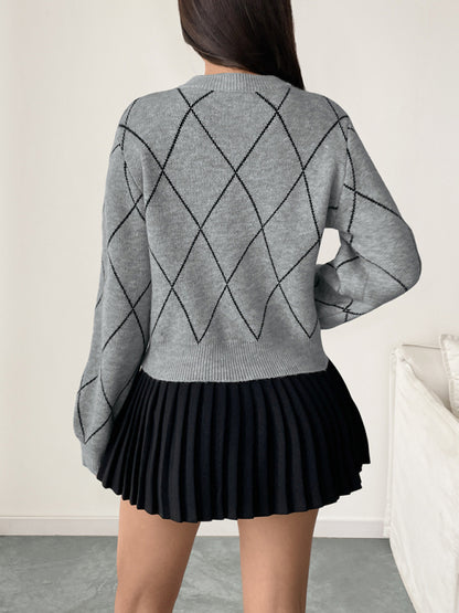 Bow Detail Round Neck Sweater - Knit Pullover Top
