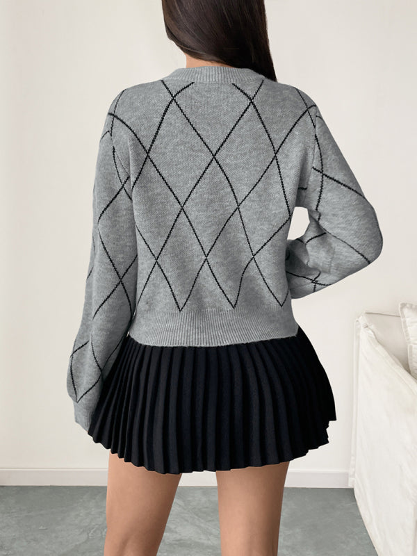 Bow Detail Round Neck Sweater - Knit Pullover Top