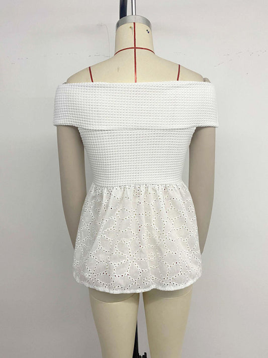 Casual holiday simple off-shoulder babydoll top