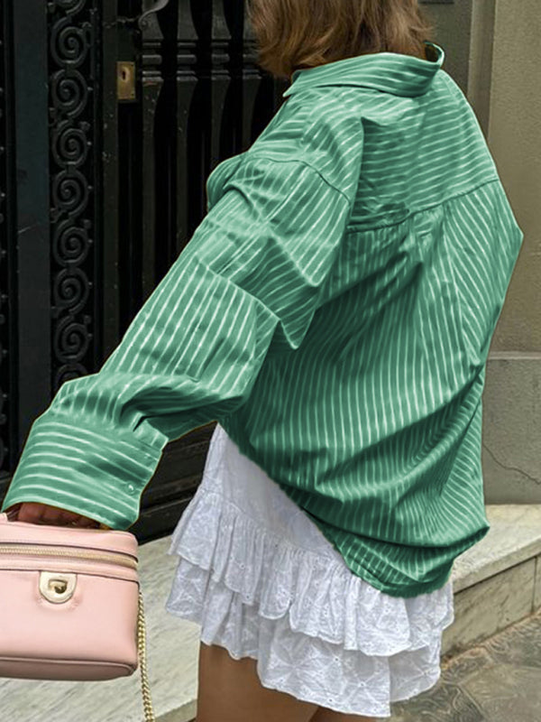 Holiday Button Stripe Long Sleeve Shirt