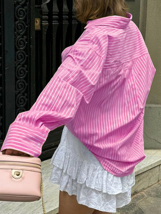 Holiday Button Stripe Long Sleeve Shirt