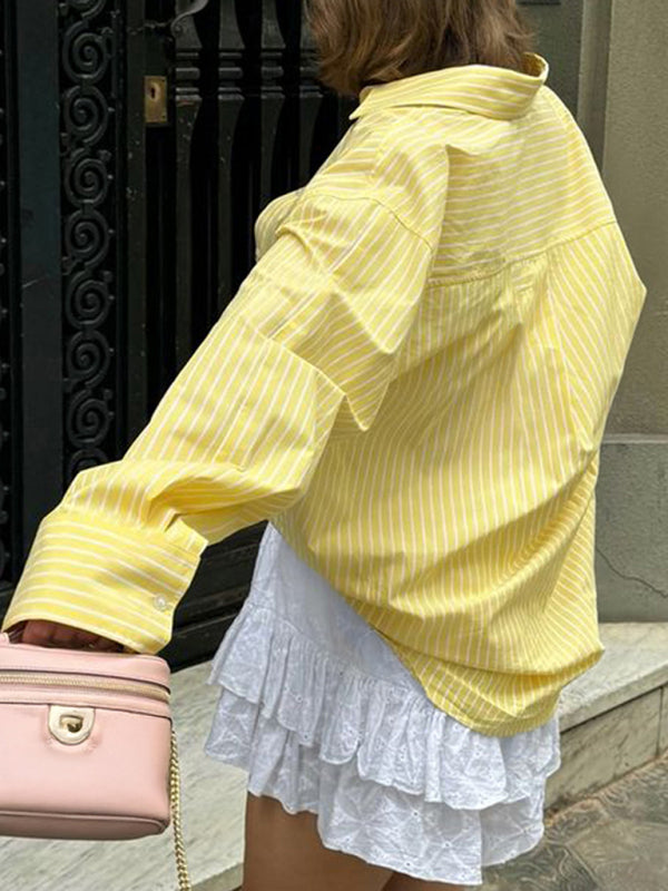 Holiday Button Stripe Long Sleeve Shirt