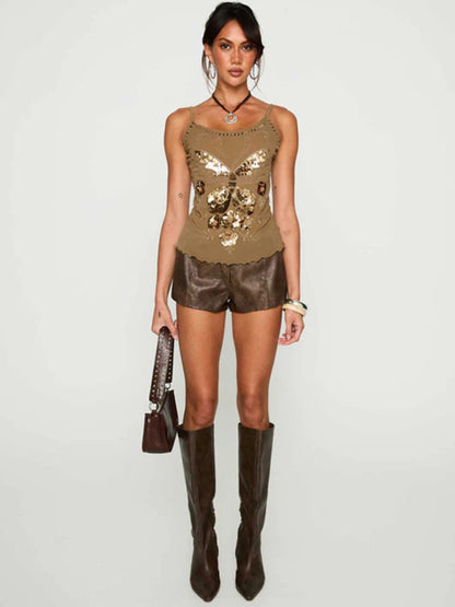 Sequin Embroidered Camisole Sexy Hottie Top