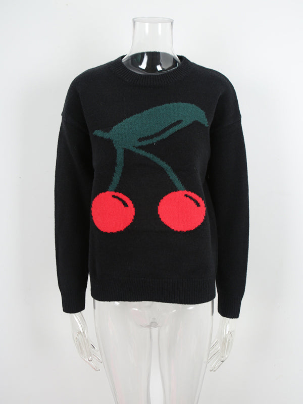 Cute Cherry Valentine's Day Sweater Casual Pullover