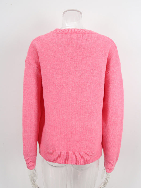 Cute Cherry Valentine's Day Sweater Casual Pullover