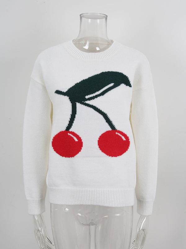Cute Cherry Valentine's Day Sweater Casual Pullover