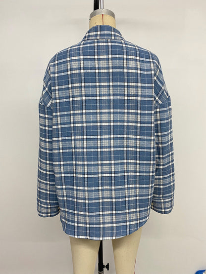 Classic plaid thin shirt jacket women's loose casual versatile cardigan shirt