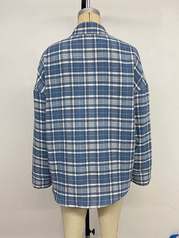 Classic plaid thin shirt jacket women's loose casual versatile cardigan shirt