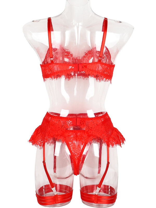 Sexy lace suspenders four-piece set