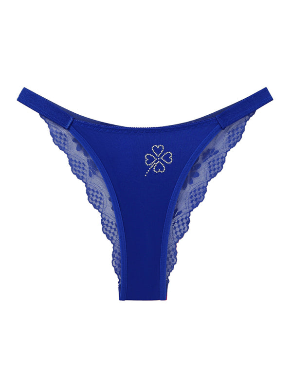 Sexy four-leaf clover thin and smooth skin-friendly low-waist half-hip briefs Blue