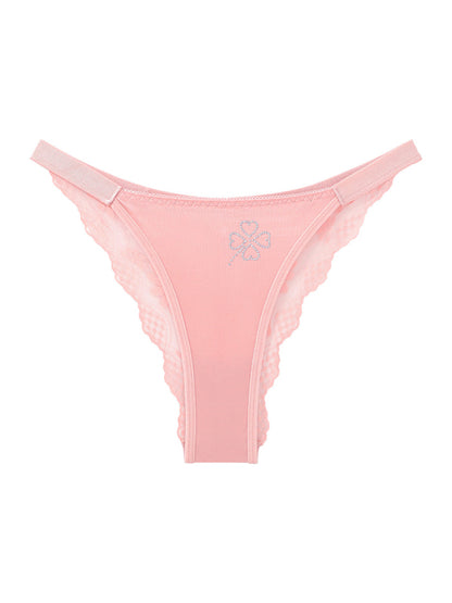 Sexy four-leaf clover thin and smooth skin-friendly low-waist half-hip briefs Pink