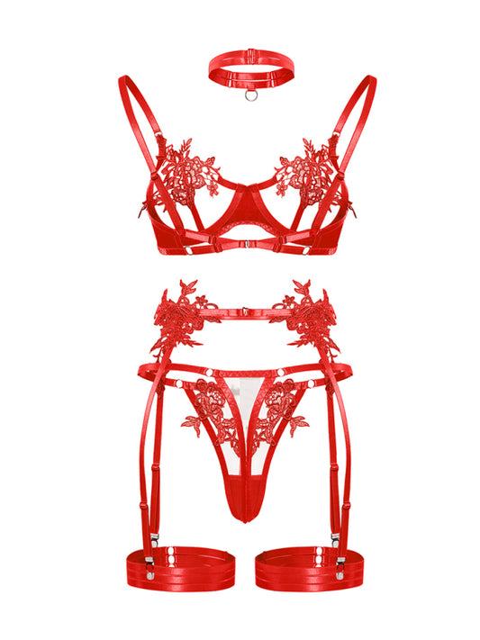 New Embroidered See-Through Sexy Lingerie Bra Set