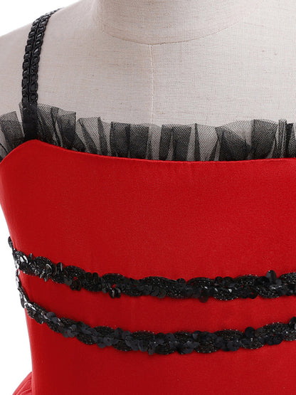 Girls Polka Dot Princess Costume Dress - Red & Orange Party Outfit