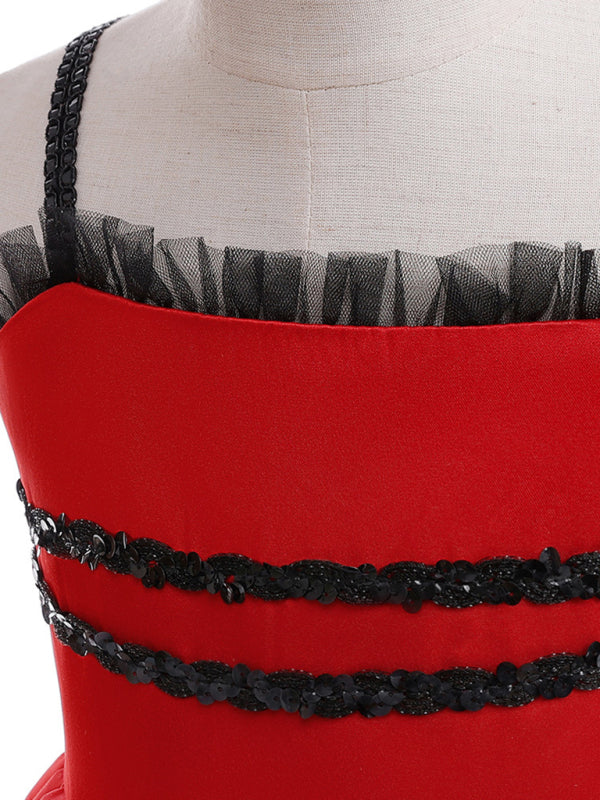 Girls Polka Dot Princess Costume Dress - Red & Orange Party Outfit