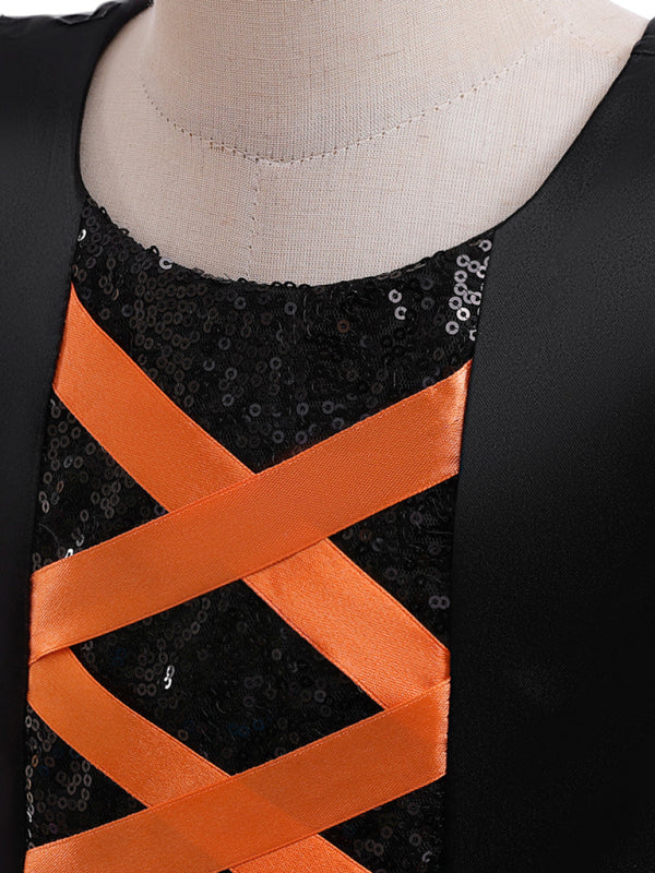 Halloween Girls Witch Tulle Dress Costume Set - Kids Party Outfit