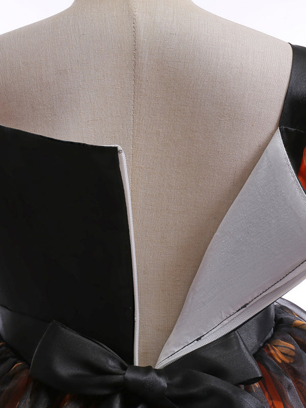 Girls Halloween Pumpkin Witch Dress - Orange Kids Costume