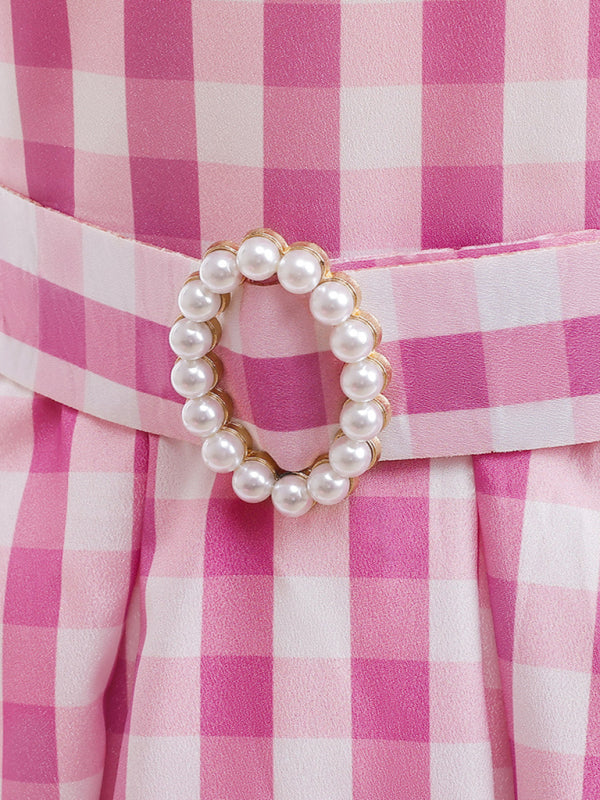 Girls Pink Princess Suspender Dress - Halloween Cosplay Costume