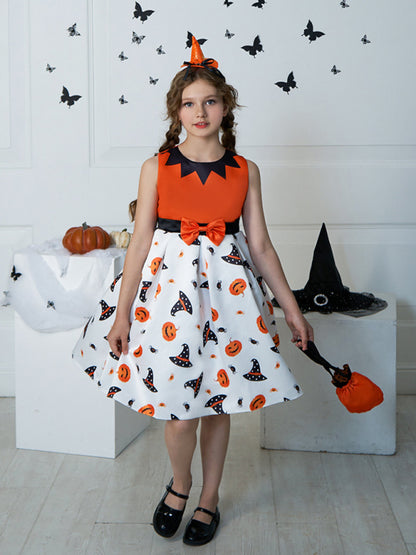 Girls' Halloween Witch Costume Party Dress - Multiple Patterns Pattern2