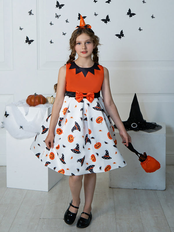 Girls' Halloween Witch Costume Party Dress - Multiple Patterns Pattern2